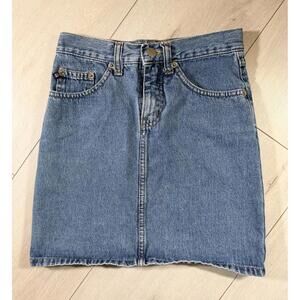 Vtg Polo Jeans Co. Ralph Lauren Denim Skirt Girls Size 8 Blue Mini American Flag